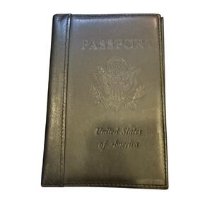 Black Leather Passport Holder